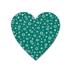 Flowers Floral Background Green Heart Magnet by Grandong