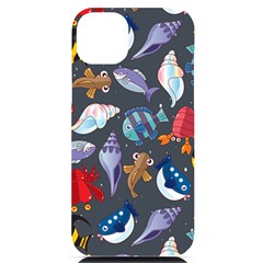 Sea Animals Pattern Wallpaper Fish Iphone 14 Plus Black Uv Print Case by Grandong