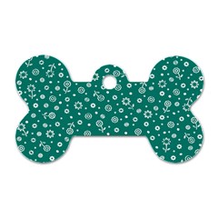 Flowers Floral Background Green Dog Tag Bone (two Sides) by Grandong