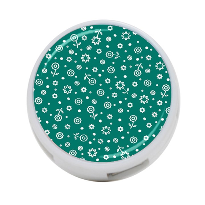 Flowers Floral Background Green 4-Port USB Hub (Two Sides)