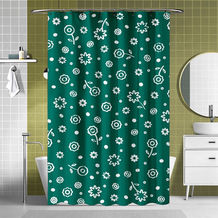 Flowers Floral Background Green Shower Curtain 48  x 72  (Small) 