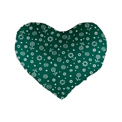 Flowers Floral Background Green Standard 16  Premium Heart Shape Cushions by Grandong