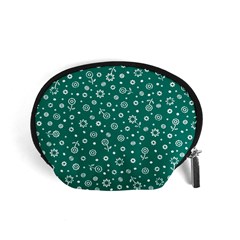 Flowers Floral Background Green Accessory Pouch (small) by Grandong