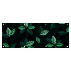 Leaves Foliage Plants Pattern Banner And Sign 8  X 3  by Grandong