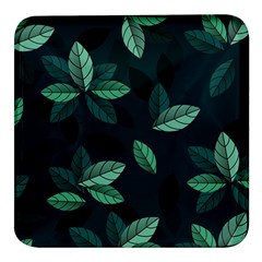 Leaves Foliage Plants Pattern Square Glass Fridge Magnet (4 Pack) by Grandong