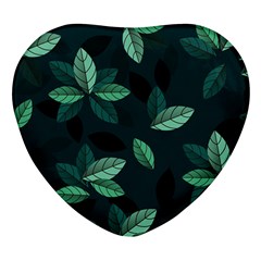 Leaves Foliage Plants Pattern Heart Glass Fridge Magnet (4 pack)