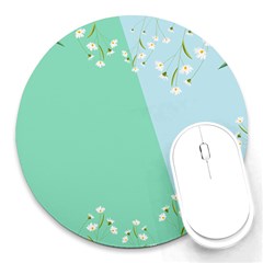 Flowers Branch Corolla Wreath Lease Round Mousepad by Grandong