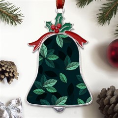 Leaves Foliage Plants Pattern Metal Holly Leaf Bell Ornament