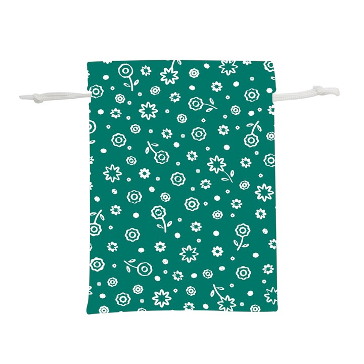 Flowers Floral Background Green Lightweight Drawstring Pouch (L)