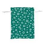 Flowers Floral Background Green Lightweight Drawstring Pouch (L) Back