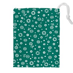 Flowers Floral Background Green Drawstring Pouch (5xl) by Grandong