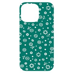 Flowers Floral Background Green Iphone 14 Pro Max Black Uv Print Case by Grandong