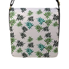 Leaves Plants Design Flap Closure Messenger Bag (L)