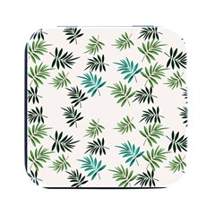 Leaves Plants Design Square Metal Box (Black)