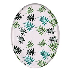 Leaves Plants Design Oval Glass Fridge Magnet (4 pack)