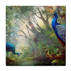 Peafowl Peacock Bird Birds Painting Art Wildlife Tile Coaster by Sarkoni