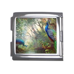 Peafowl Peacock Bird Birds Painting Art Wildlife Mega Link Italian Charm (18mm) by Sarkoni