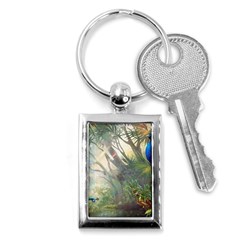 Peafowl Peacock Bird Birds Painting Art Wildlife Key Chain (rectangle) by Sarkoni