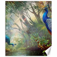 Peafowl Peacock Bird Birds Painting Art Wildlife Canvas 8  X 10  by Sarkoni