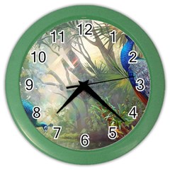 Peafowl Peacock Bird Birds Painting Art Wildlife Color Wall Clock by Sarkoni