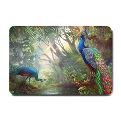 Peafowl Peacock Bird Birds Painting Art Wildlife Small Doormat by Sarkoni