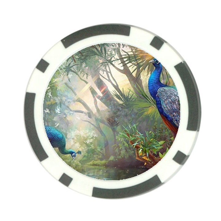 Peafowl Peacock Bird Birds Painting Art Wildlife Poker Chip Card Guard