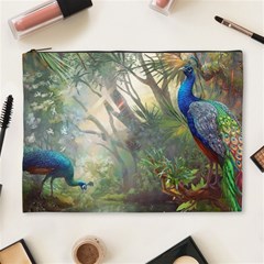 Peafowl Peacock Bird Birds Painting Art Wildlife Cosmetic Bag (xl) by Sarkoni