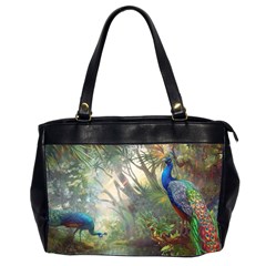 Peafowl Peacock Bird Birds Painting Art Wildlife Oversize Office Handbag (2 Sides) by Sarkoni