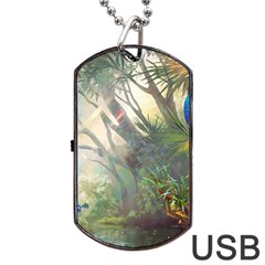 Peafowl Peacock Bird Birds Painting Art Wildlife Dog Tag Usb Flash (two Sides) by Sarkoni