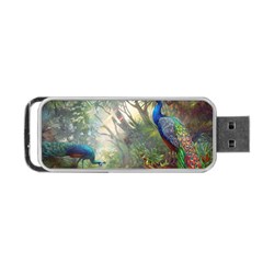 Peafowl Peacock Bird Birds Painting Art Wildlife Portable Usb Flash (two Sides) by Sarkoni