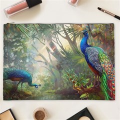 Peafowl Peacock Bird Birds Painting Art Wildlife Cosmetic Bag (xxl) by Sarkoni