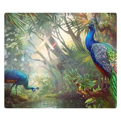 Peafowl Peacock Bird Birds Painting Art Wildlife Two Sides Premium Plush Fleece Blanket (small) by Sarkoni