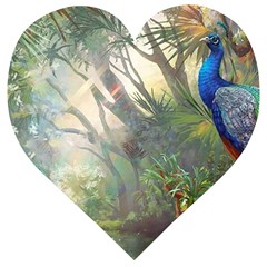 Peafowl Peacock Bird Birds Painting Art Wildlife Wooden Puzzle Heart by Sarkoni