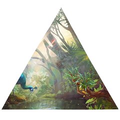 Peafowl Peacock Bird Birds Painting Art Wildlife Wooden Puzzle Triangle by Sarkoni