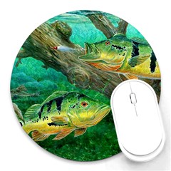 Peacock Bass Fishing Round Mousepad by Sarkoni