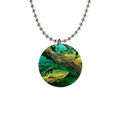 Peacock Bass Fishing 1  Button Necklace by Sarkoni