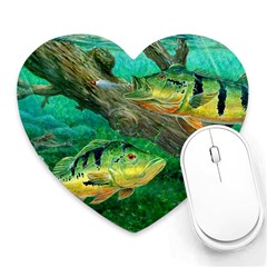 Peacock Bass Fishing Heart Mousepad by Sarkoni