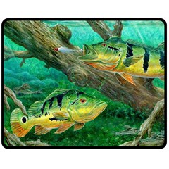 Peacock Bass Fishing Fleece Blanket (medium) by Sarkoni