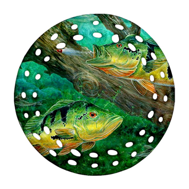 Peacock Bass Fishing Round Filigree Ornament (Two Sides)