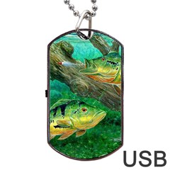 Peacock Bass Fishing Dog Tag Usb Flash (one Side) by Sarkoni