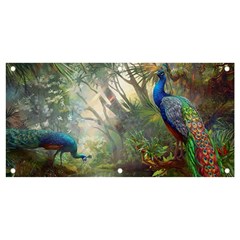 Peafowl Peacock Bird Birds Painting Art Wildlife Banner And Sign 4  X 2  by Sarkoni