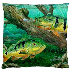 Peacock Bass Fishing Standard Premium Plush Fleece Cushion Case (one Side) by Sarkoni