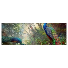 Peafowl Peacock Bird Birds Painting Art Wildlife Banner And Sign 12  X 4  by Sarkoni