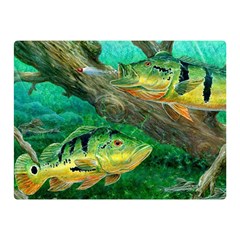 Peacock Bass Fishing Two Sides Premium Plush Fleece Blanket (mini) by Sarkoni