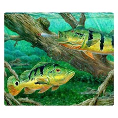 Peacock Bass Fishing Two Sides Premium Plush Fleece Blanket (small) by Sarkoni