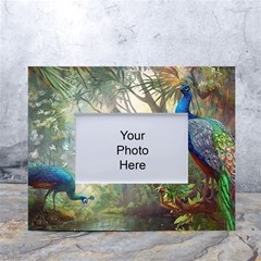 Peafowl Peacock Bird Birds Painting Art Wildlife White Tabletop Photo Frame 4 x6  by Sarkoni