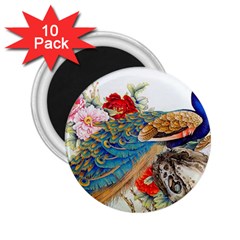 Birds Peacock Artistic Colorful Flower Painting 2 25  Magnets (10 Pack)  by Sarkoni