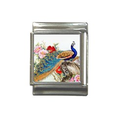 Birds Peacock Artistic Colorful Flower Painting Italian Charm (13mm) by Sarkoni