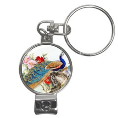 Birds Peacock Artistic Colorful Flower Painting Nail Clippers Key Chain