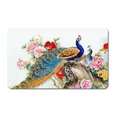 Birds Peacock Artistic Colorful Flower Painting Magnet (Rectangular)